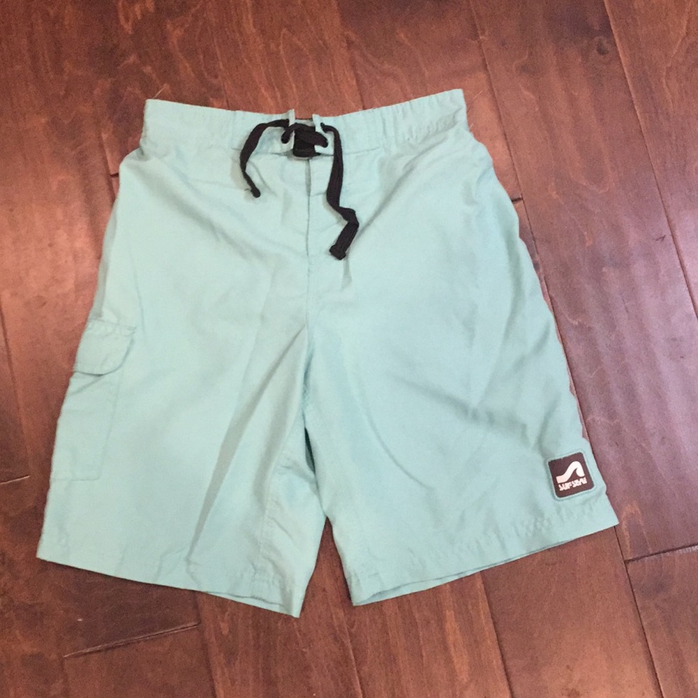 Surf Style sea-foam green boys swim trunks